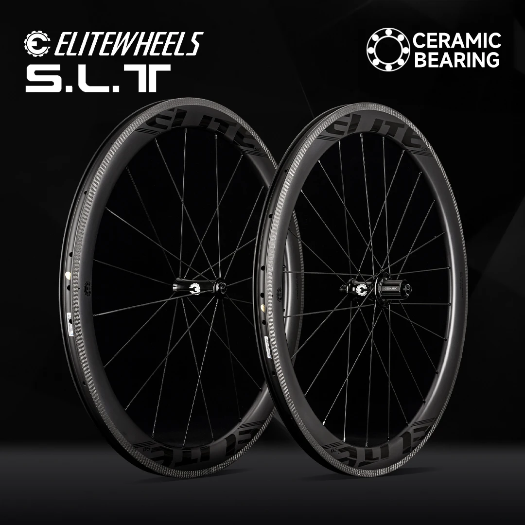 ELITEWHEELS SLT Road Carbon Wheels Aero 3K Twill Brake Ceramic Bearing Hub Pillar 1423 Spoke Clincher Tubeless Wheelset