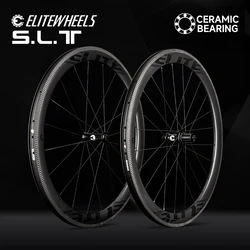 ELITEWHEELS SLT Road Carbon Wheels Aero 3K Twill Brake Ceramic Bearing Hub Pillar 1423 Spoke Clincher Tubeless Wheelset