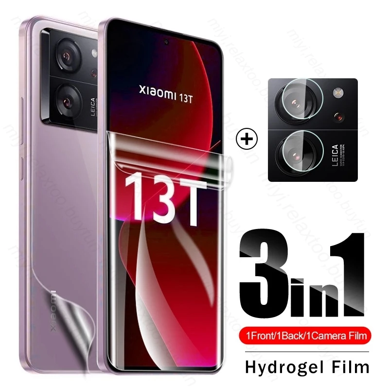 Xiomi 13T Pro 3In1 Camera Glass & Screen Protector Hydrogel Film For Xiaomi Mi13T Mi 13T 13 T Pro 5G 23078PND5G 6.67