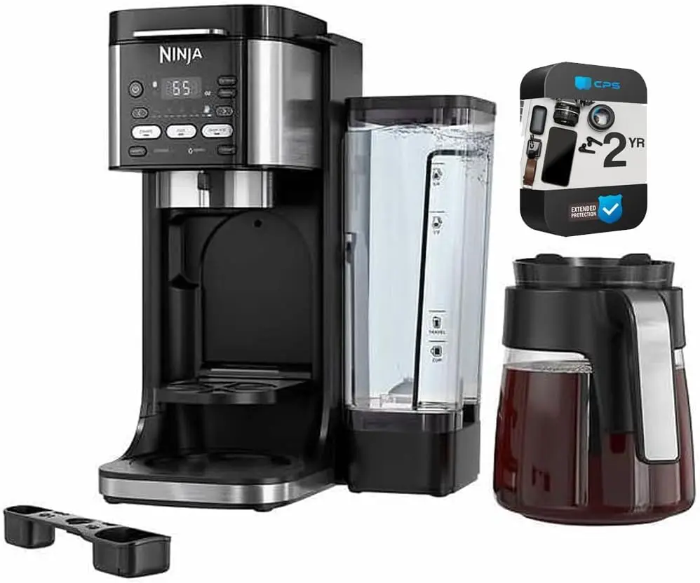 Ninja CFP105 DualBrew Hot Iced Coffee Maker Black Renewed Bundle with 2 YR CPS Enhanced Protection Pack