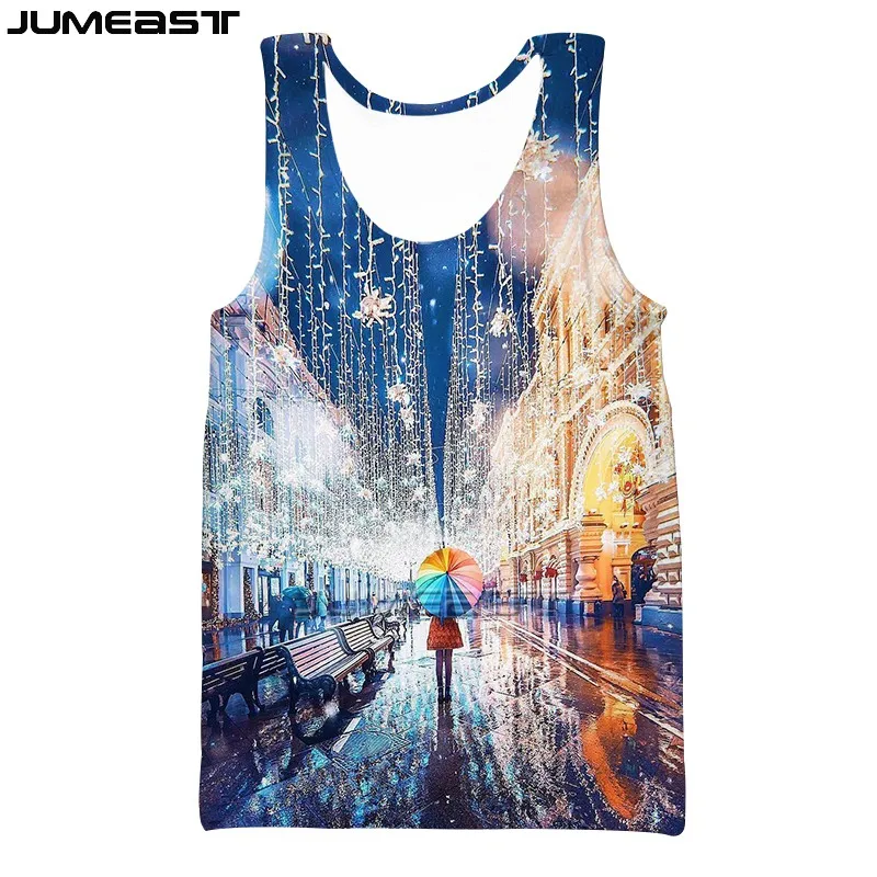 

Jumeast Men's Clothing Women Vest Oversized Landscape Scenery Streetwear Plus Short Sleeve Sport Pullover Summer Tank Tops Tees