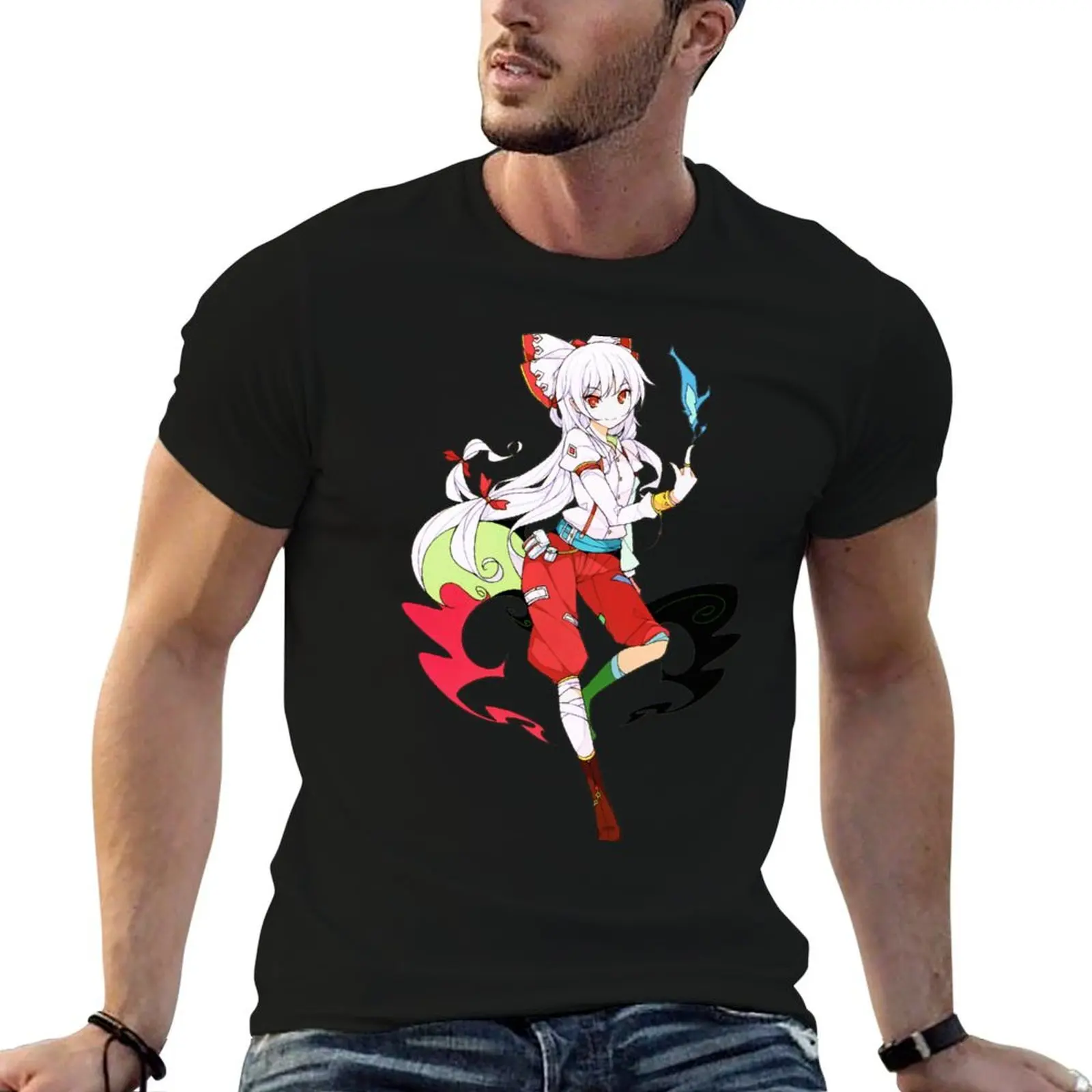 

Fujiwara men Touhou shirts t shirts man funny no g Mokou T-Shirt Project - cotton t for
