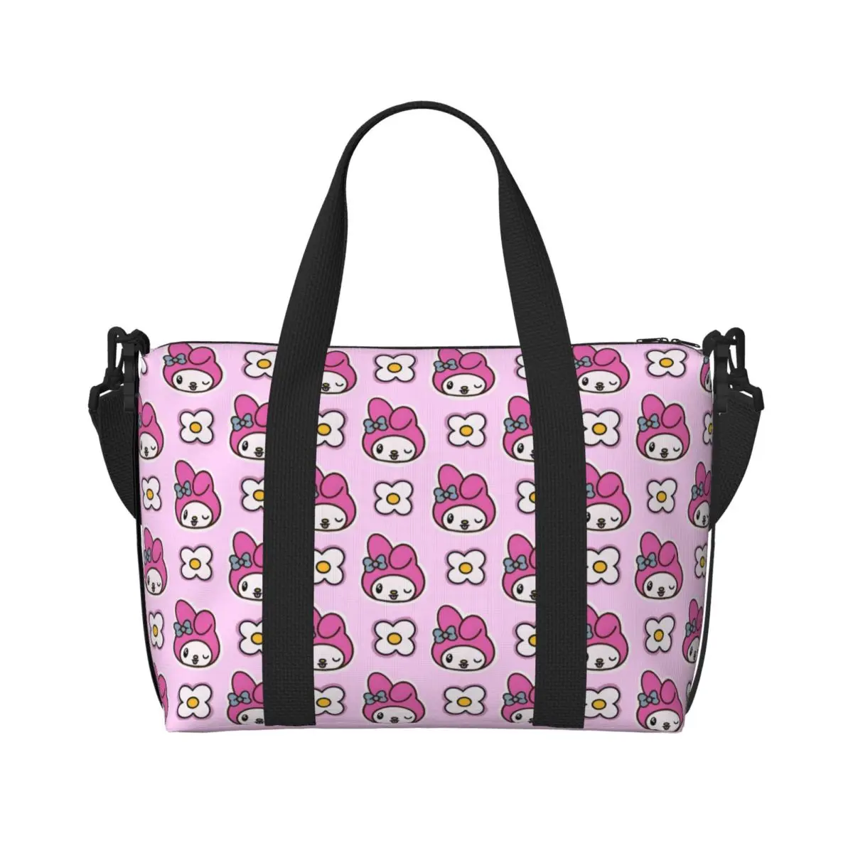 

Большая сумка-тоут с мелодией на заказ, женская сумка-тоут с кроликом в стиле аниме для покупок, пляжная дорожная сумка для спортзала