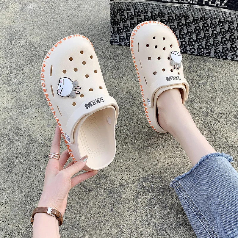 

Slippers Women Wear Thick Bottomed Girls' 2022 New Ins Couple Clogs Sandals Anti-skid Baotou Hole Shoes 2022 Summer Flip Flops