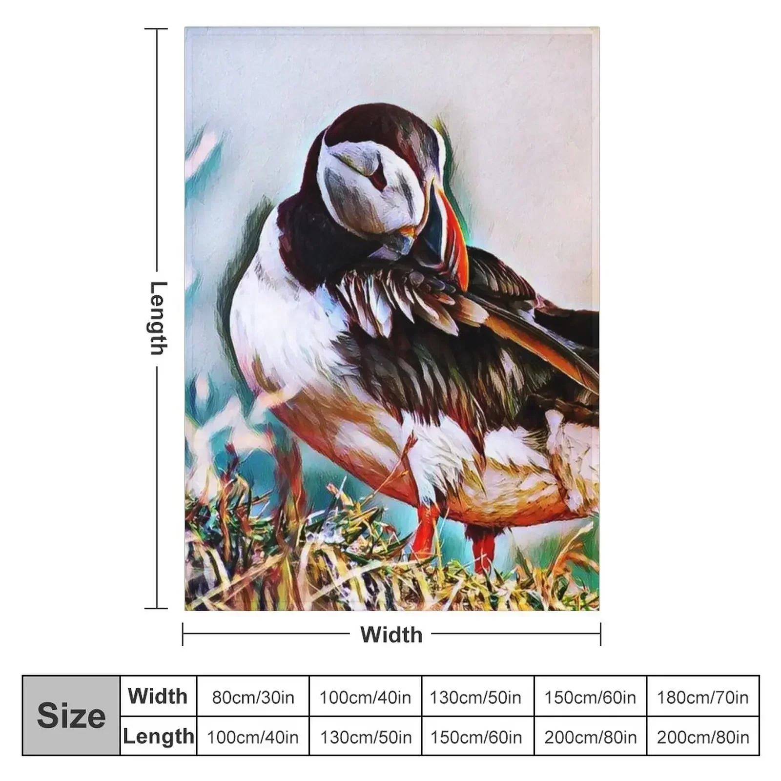Puffin Bird Abstract Painting Art Design Throw Blanket Cute Plaid Beach Blankets For Bed Blankets For Baby Blankets