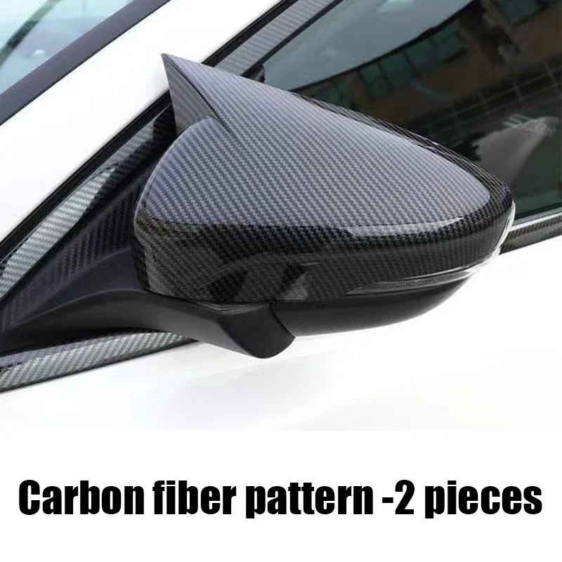 Pair Carbon Fiber/Gloss Black Horn Style Side Mirror Cover Cap For Ford Focus MK4 2019 2020 2021 2022 2023 2024