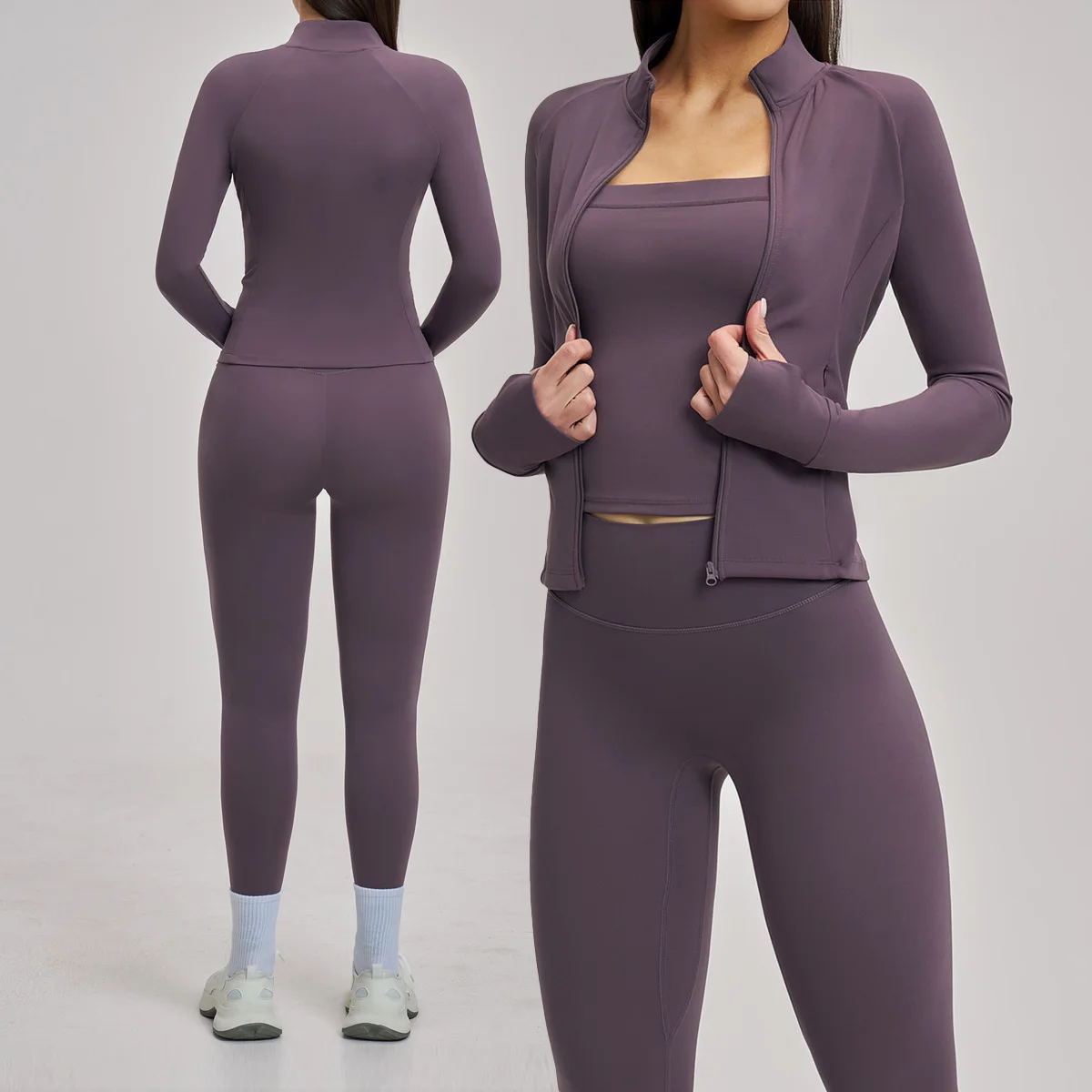 New Yoga Set 3PCS Gym Clothes Sportswear Yoga Suits Women Long Sleeve Crop Top Fitness Set Tracksuits Sports Vest Gym Leggings