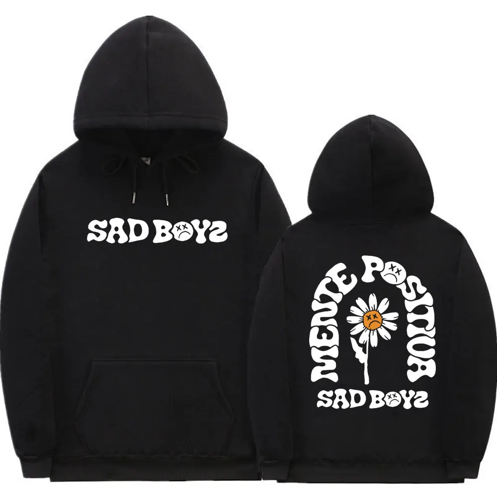 Singer Junior H Sad Boyz Mente Positiva Graphic Hoodie Men Women Fashion Oversized Sweatshirt Male Hip Hop Vintage Streetwear