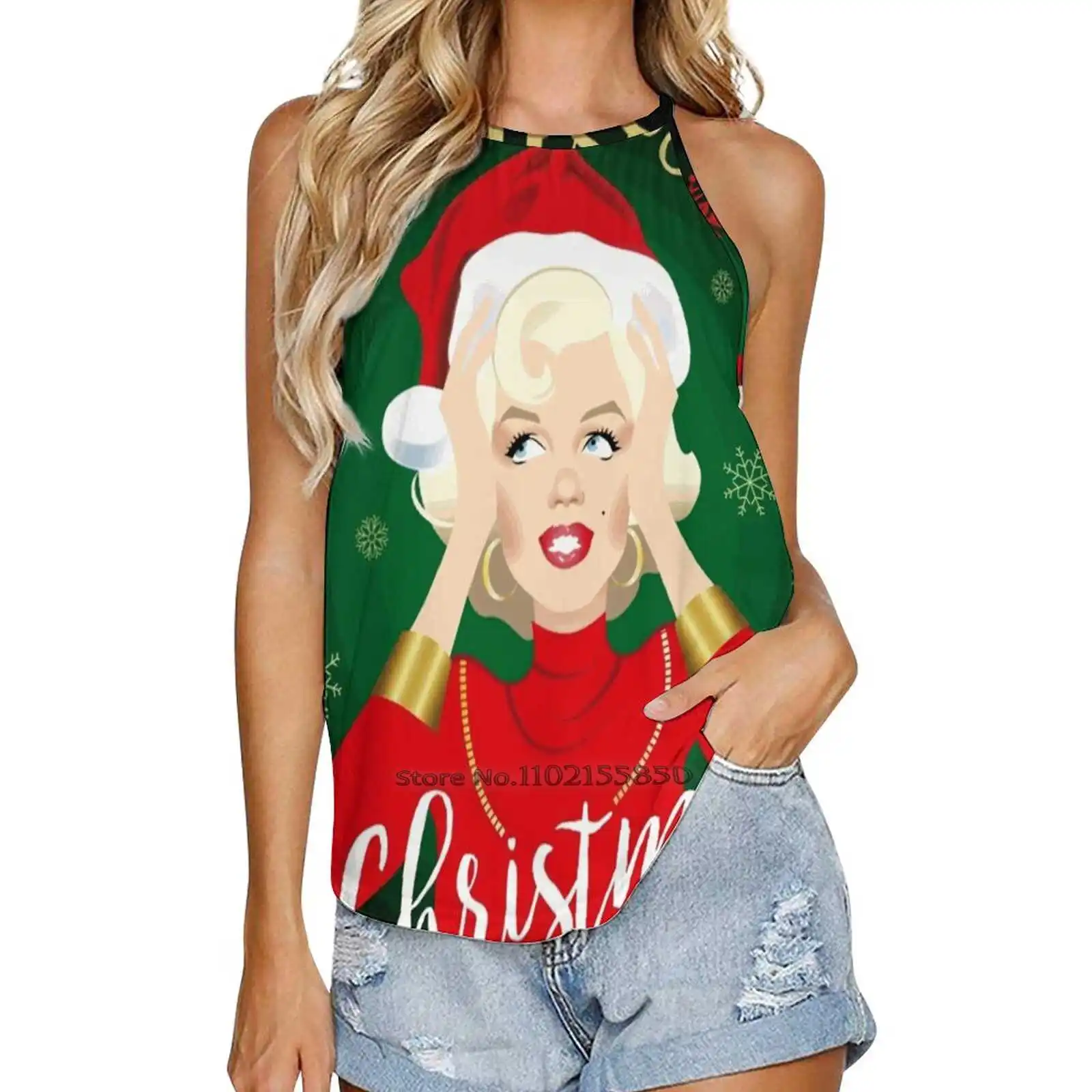 Blonde Christmas Summer Women Camisole Casual Sleeveless Beach Loose Vests Vintage Tank Tops Marilyn Monroe Gentlemen Prefer