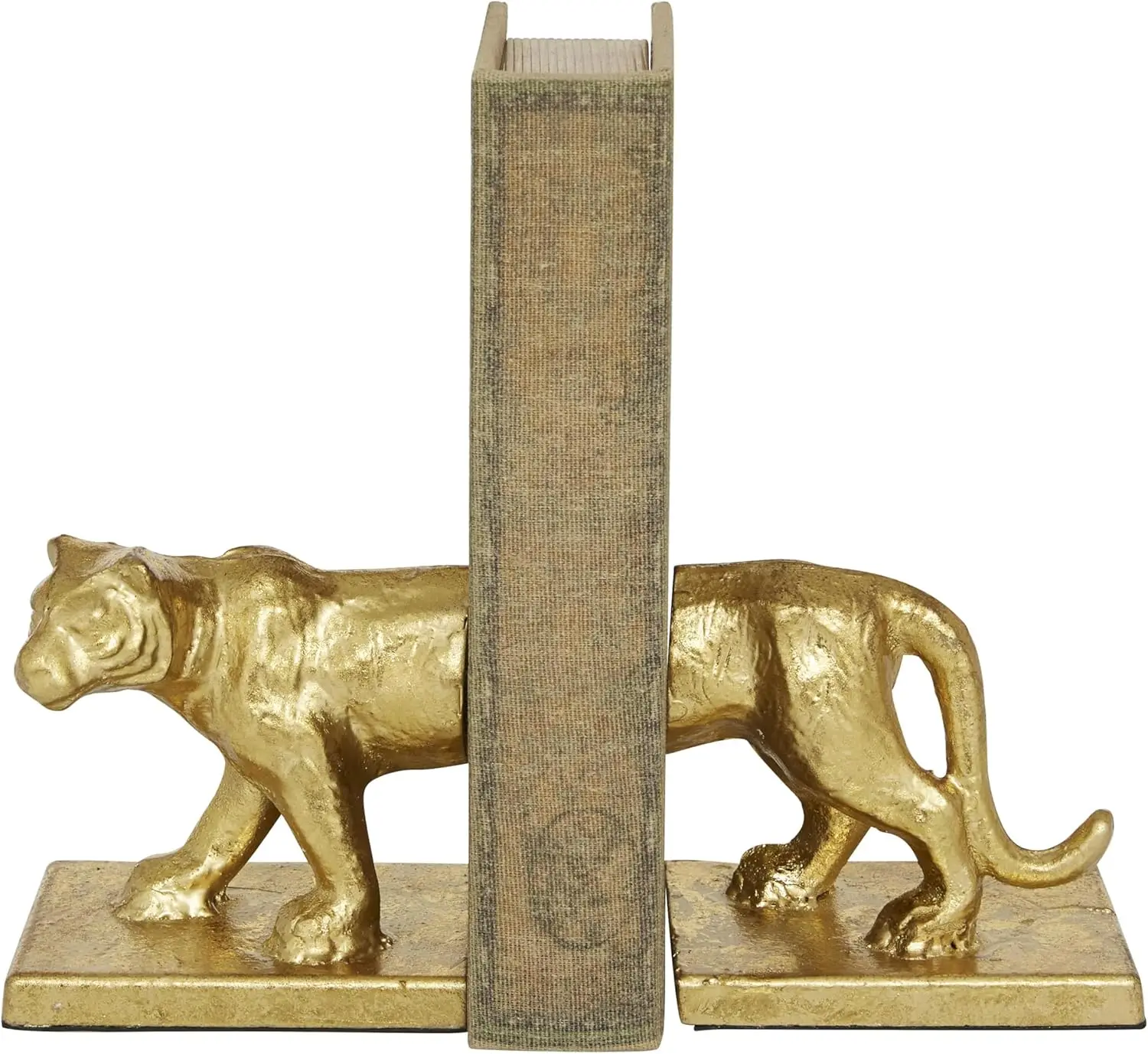 

Metal Leopard Decorative Bookends Non Skid Bookends, Set of 2 Office Bookends4"W, 5"H, Gold