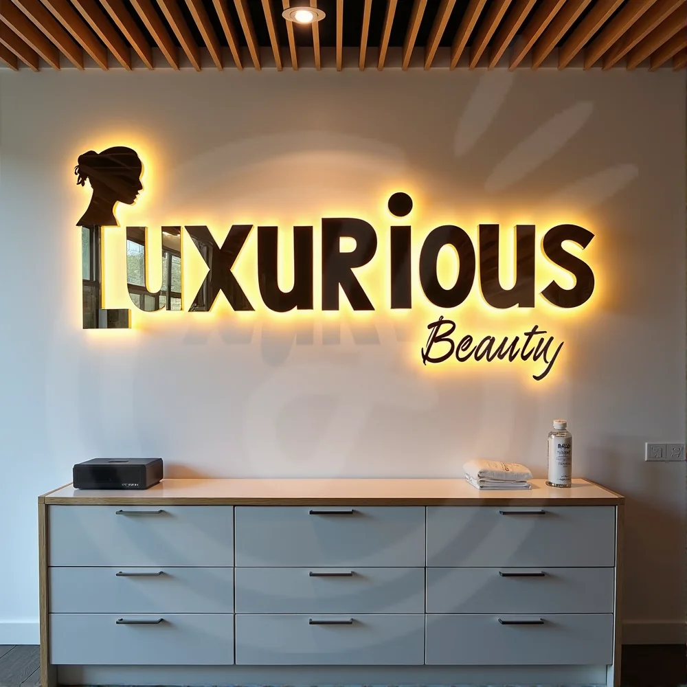 Custom 3D Metal Backlit Letters Sign Illuminated LED Light for Outdoor Business Storefront Waterproof Advertising Signage