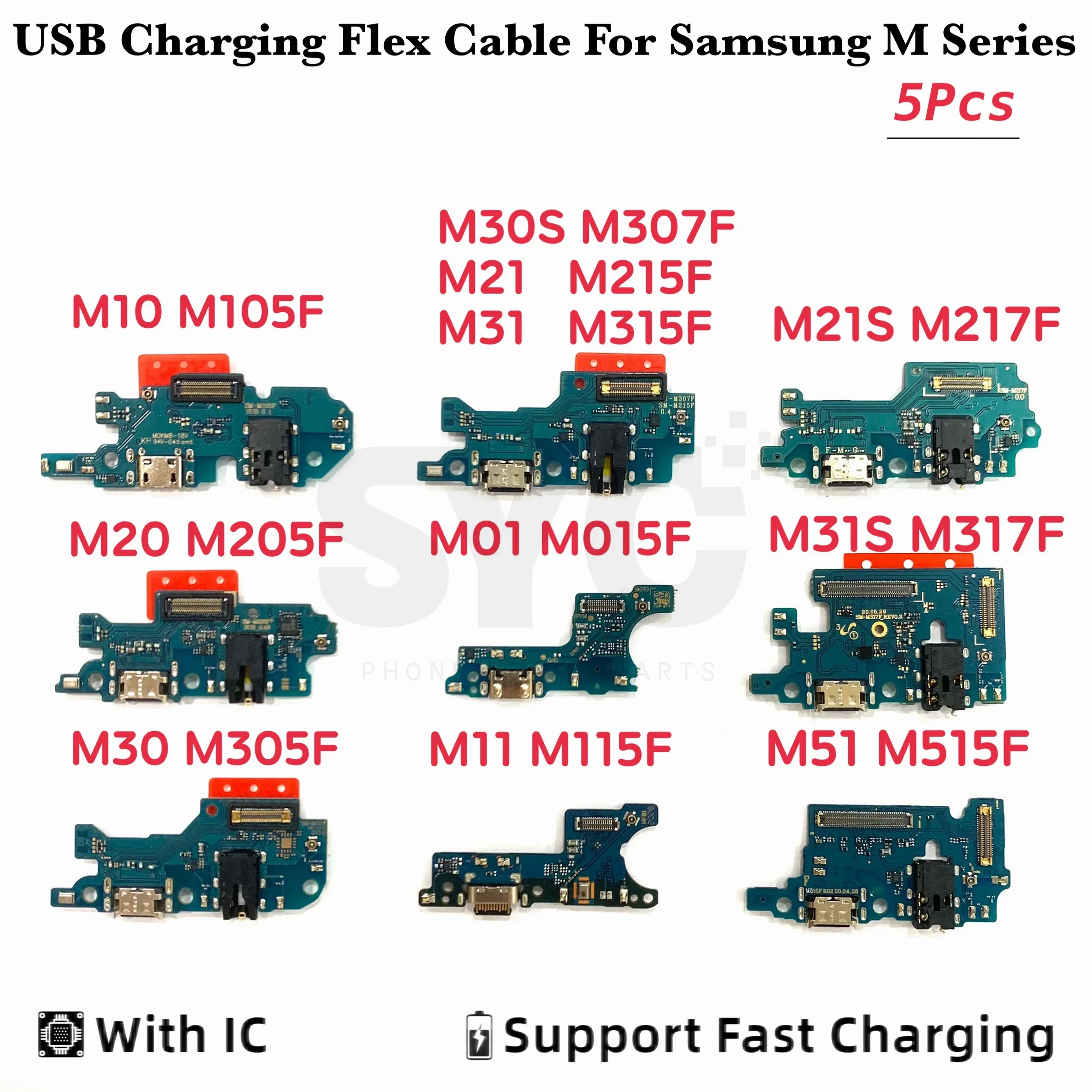 

5Pcs USB Charger Charging Dock Connector Port Flex Cable Microphone Board For Samsung M10 M20 M30 M30S M21 M31S M51 M01 M11