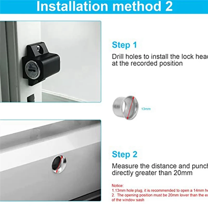 

ABKN-2-Piece Set Stainless Steel Aluminum Alloy Window Lock Anti-Theft Lock Sliding Door Child Anti-Theft Lock Black