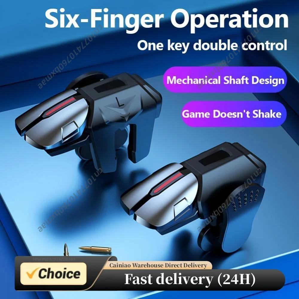 2023 New G21 For Phone Android Game Controller Mobile Phone Game Trigger Gamepad Joystick 6-Finger Aim Shooting L1 R1 Key Button