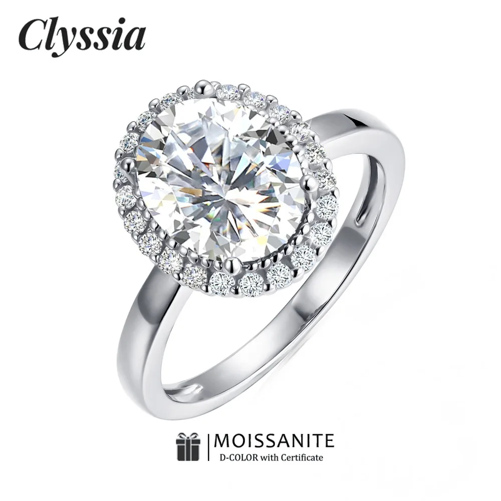 

CLYSSIA 10x8mm D Color VVS1 Oval Cut Moissanite Weddomg Rings Couple Gift Fine Jewelry Luxury Anniversary Present Brilliant Cut