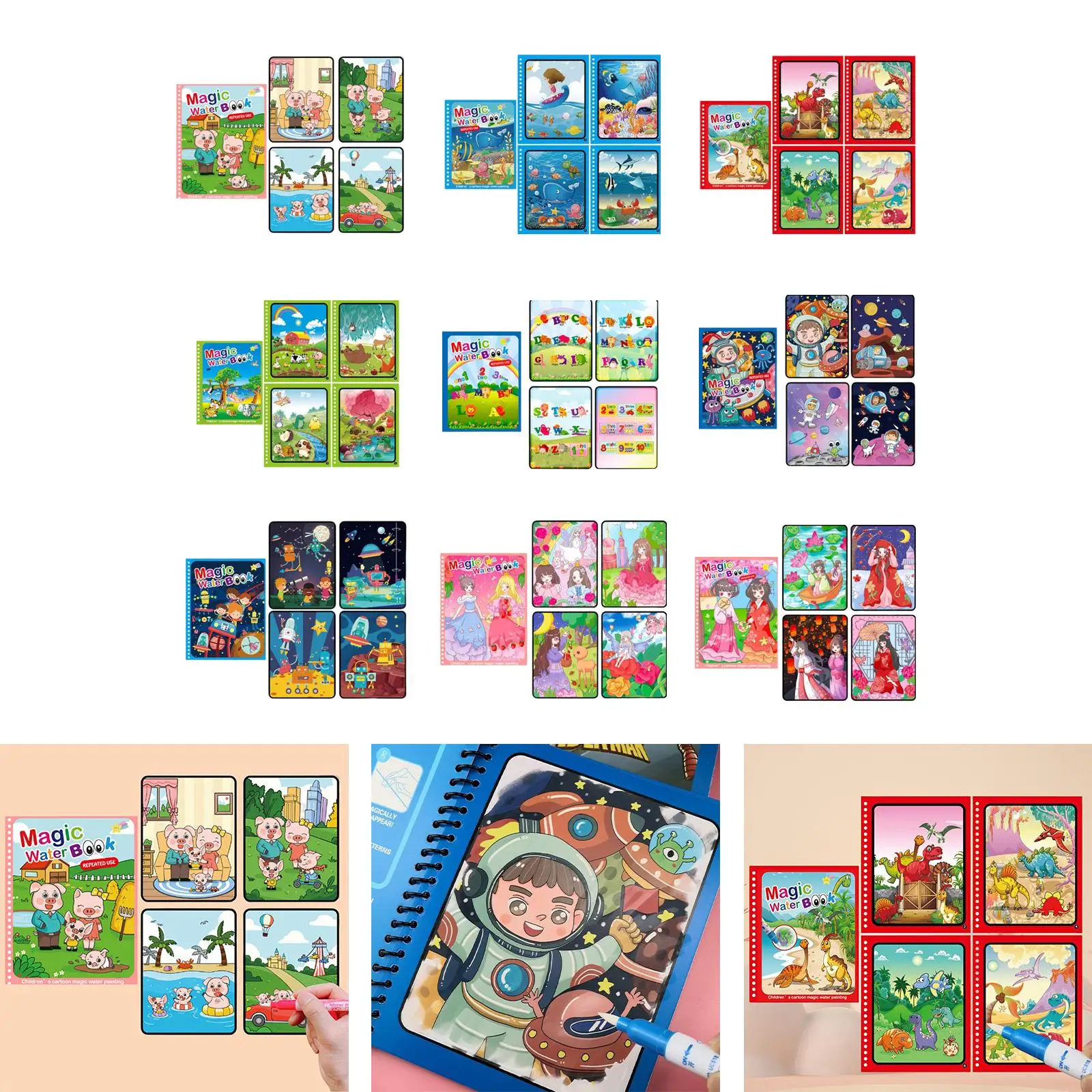 Album do malowania wodą wielokrotnego użytku, zabawka artystyczna, książka do kolorowania wodą, tablica do bazgrołów, rysowanie