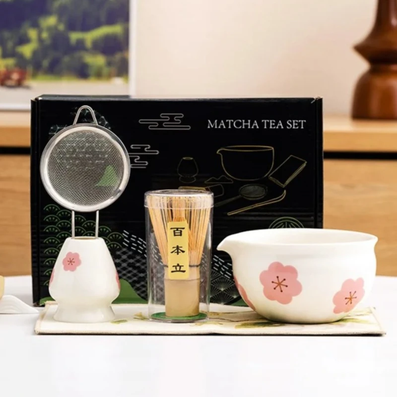 

4/7PCS Japanese Matcha Tea Set Premium Color Box Ceramic Bowl & Bamboo Whisk, Complete Traditional Tea Ceremony Tools