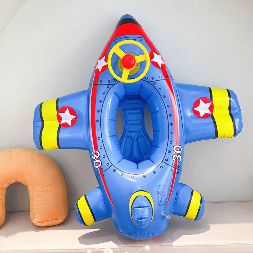 Avión inflable con anillo de natación para niños, asiento de juego de agua, barco de seguridad, juguete de playa, piscina de verano