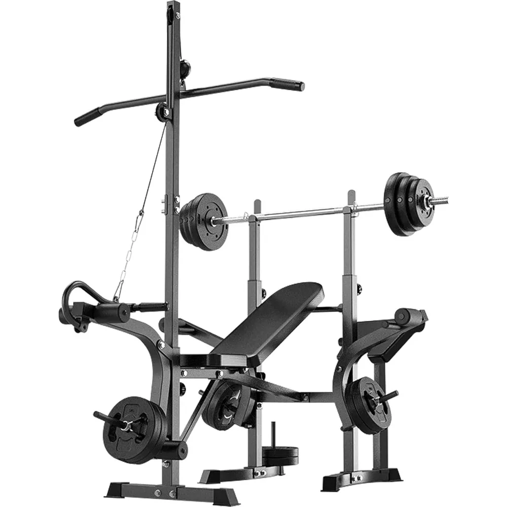 Juego de Banco de pesas ajustable 6 en 1 con extensión de piernas y rizo de piernas, prensa de Banco multifunción para entrenamiento de cuerpo completo, 600lbs