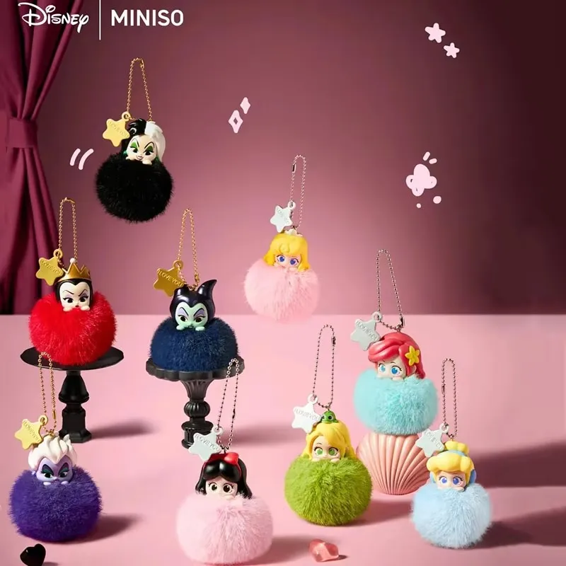 MINISO Disney Villain Blind Box Toys Girl Anime Figurine Modello Film Peluche Ciondolo Scatola a sorpresa Regalo di compleanno per ragazza