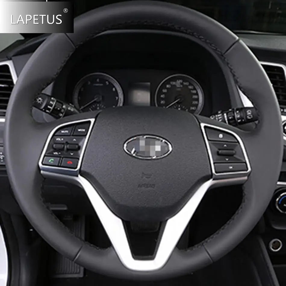 Car Steering Wheel Frame / Glove Box Sequin / Head Light Lamp Cover Trim For Hyundai Tucson 2016 - 2020 Accessories Interior Kit