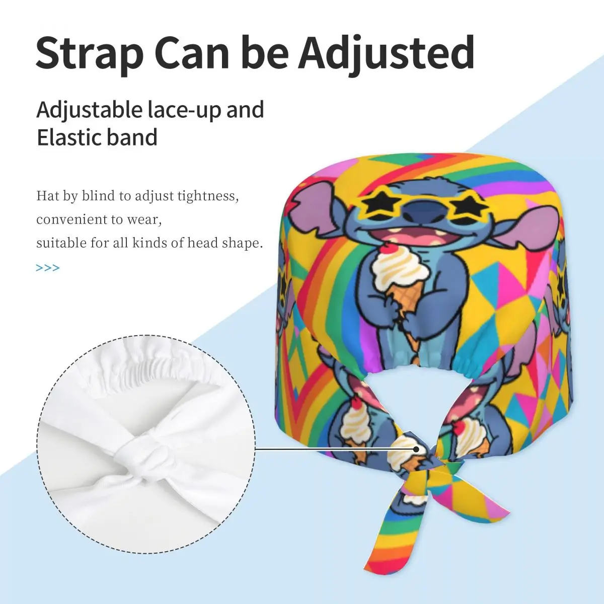 Cappello da lavoro regolabile con motivo a punto di mostro adorabile Uomo Donna Berretto da lavoro dal design colorato Scrub Berretto da chirurgo per medico infermieristico