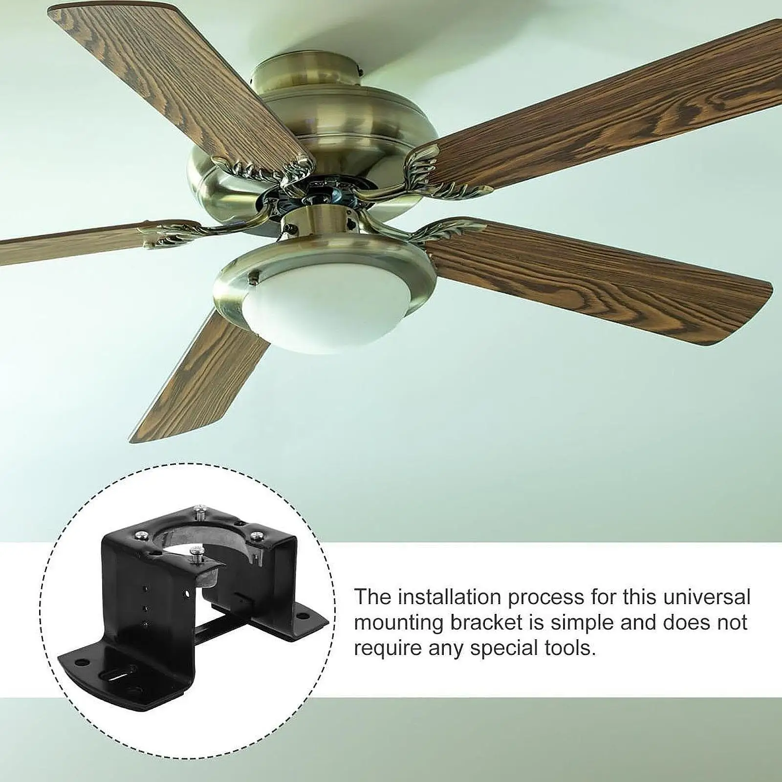 Ceiling Fan Mounting Bracket Cathedral Canopy Bracket Black Universal Support Stable for Living Room Metal Install Kit