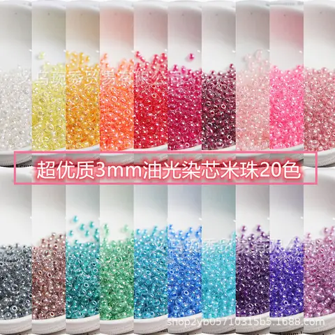 3mm/4mm 투명 무지개빛 염료 코어 유리 구슬 수제 DIY 비즈 쥬얼리 액세서리 재료