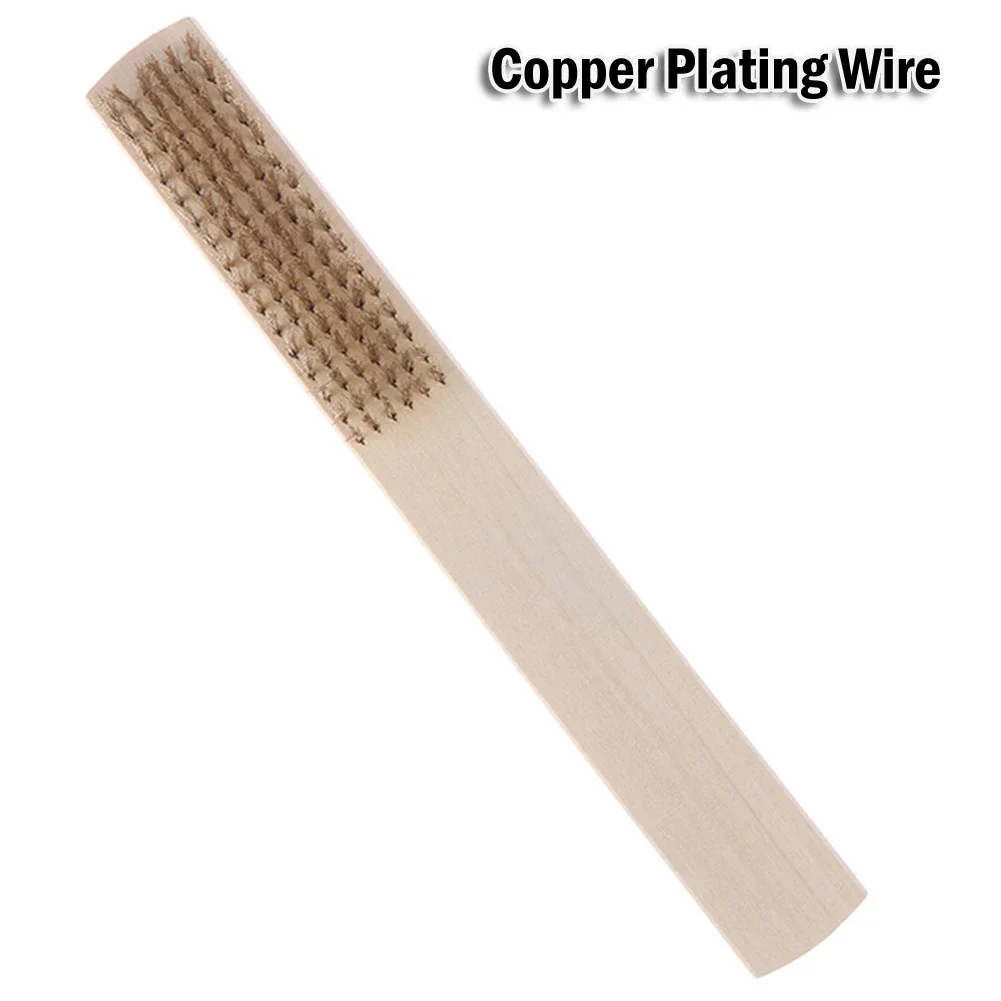 Strong Copper and Stainless Steel Wire Brush for Removing Stubborn Rust  Dirt  and Scale - Comfortable Wood Handle Included