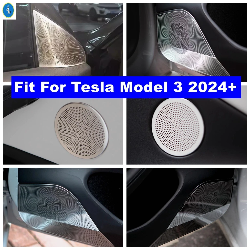 

Stainless Steel Car Pillar A Stereo / Door Stereo Speaker Audio Sound Loudspeaker Cover Trim Accessories For Tesla Model 3 2024