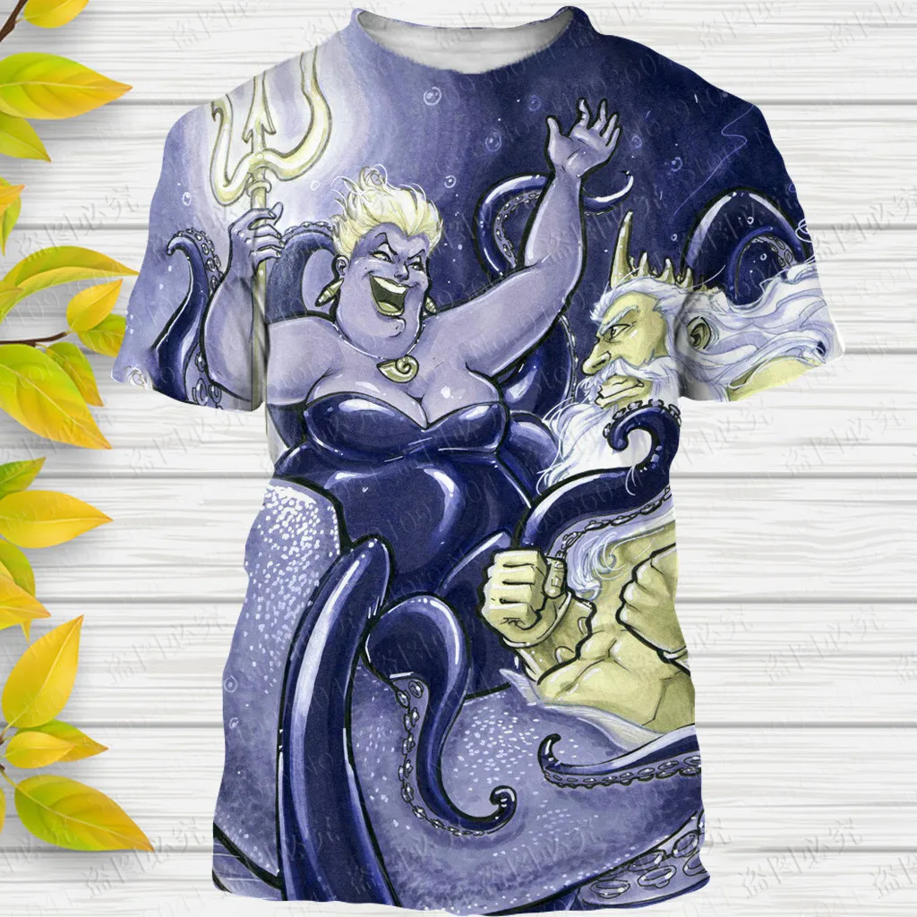 Ursula disney movie The Little Mermaid 3D print Disney t shirt  men women casual style Summer Casual Streetwear Tee Tops Cartoon