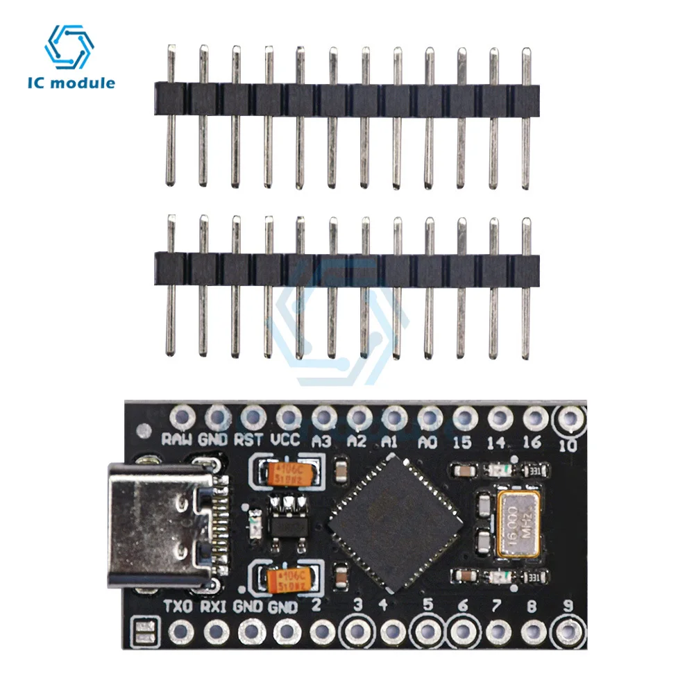 5V Pro Micro Type-C USB ATmega32U4 16MHz chip development board module For Arduino With 2 Row Pin Header