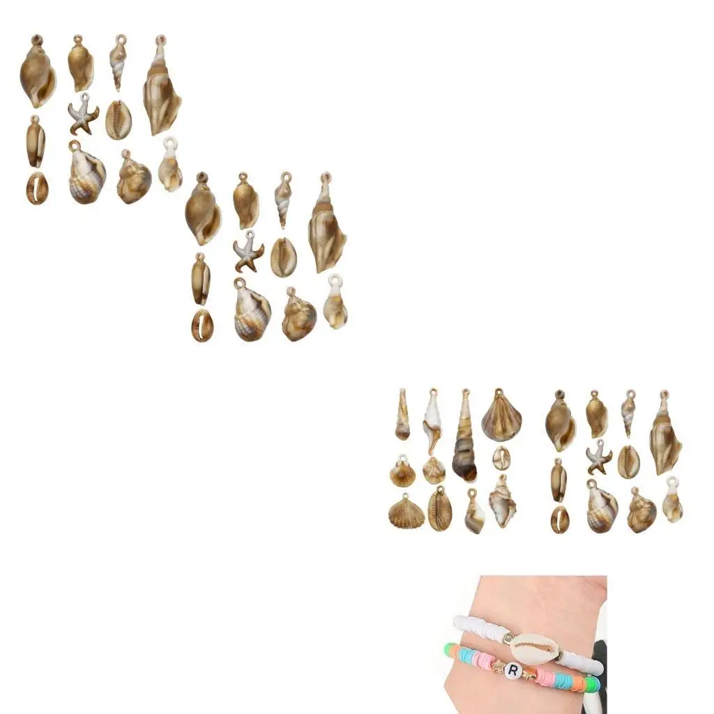 

39BD Set Of 22 Assorted Acrylic Sea Shell Pendants Perfect For Creating Jewelry And Decorations