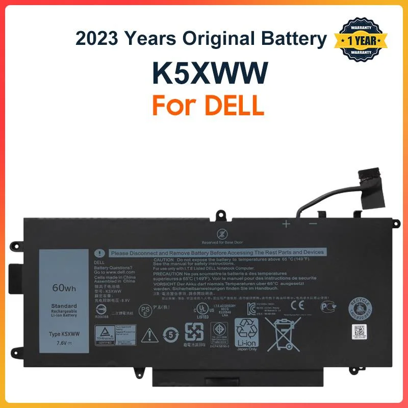 

K5XWW Laptop Battery for DELL Latitude 5289 7389 7390 2-in-1 Series Notebook 71TG4 725KY N18GG 7.6V 60WH