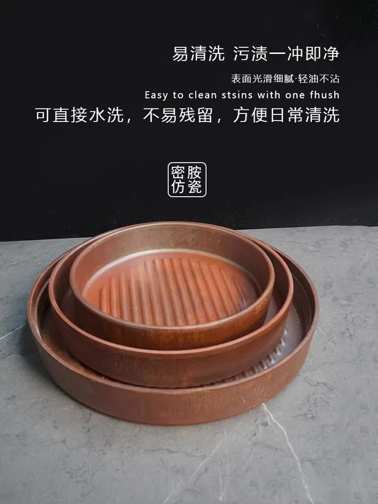 Retro nostalgia Design Coarse Pottery Hot Pot Small Bowl Set Home use Melamine Dinner Plate Dipping Sauce Bowl Small Soup Bowl - view 3