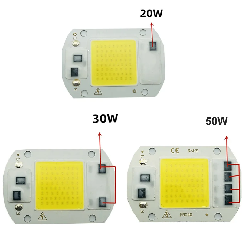 LED COB مصباح حبة للخارجية ، رقاقة مصباح ، الذكية IC ، لا حاجة سائق ، ضوء الفيضانات ، الأضواء ، Bulb بها بنفسك لمبة ، 20 واط ، 30 واط ، 50 واط ، التيار المتناوب 220 فولت