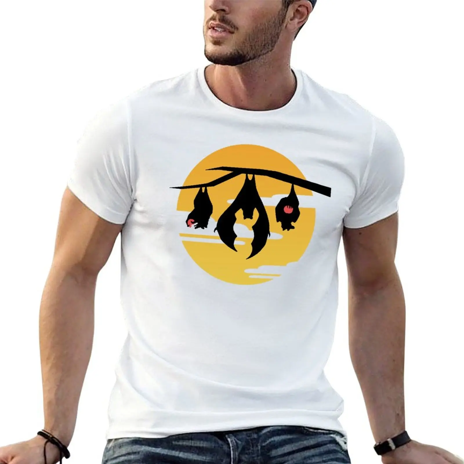 Fruit Bats and Moon T-Shirt cotton t shirts high quality funny t shirts man cotton tshirt 100% T-shirt