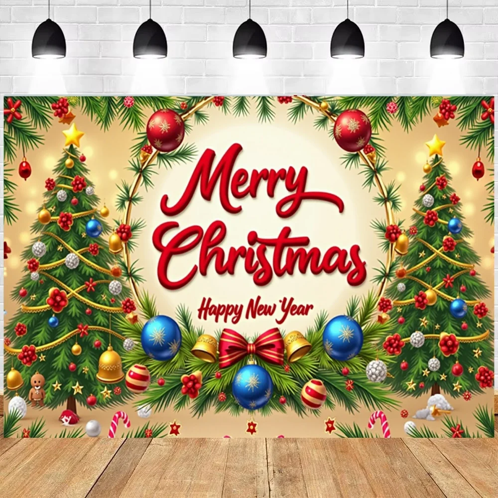 Christmas Themed Photography Backdrop Large Polyester Merry Christmas Banner With Santa Claus Home Decor Background 180x110cm