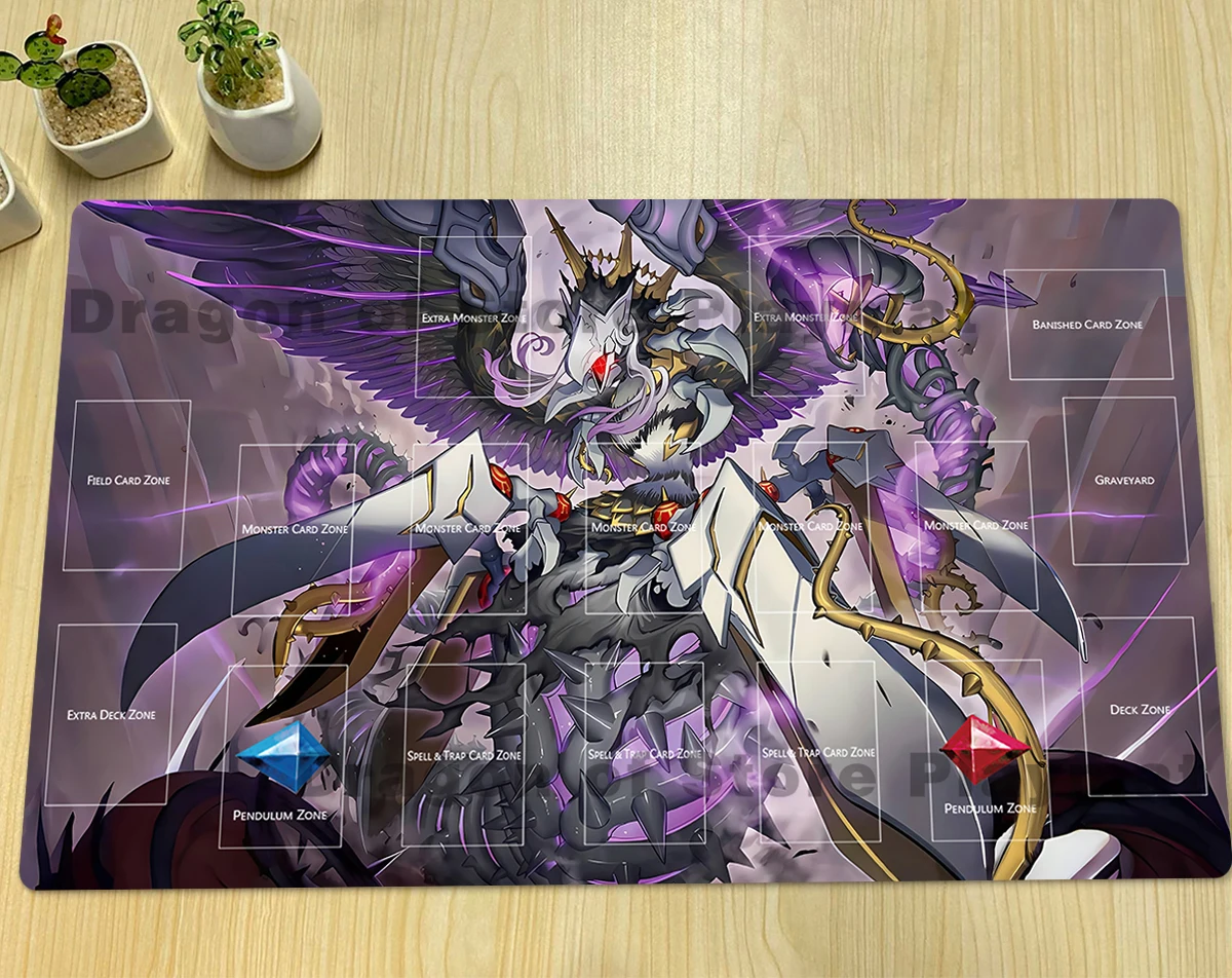 YuGiOh Azamina Moa Regina Playmat TCG CCG 매트 보드 게임 결투 패드 트레이딩 카드 게임 매트 고무 마우스 패드 무료 가방 600x350x2mm