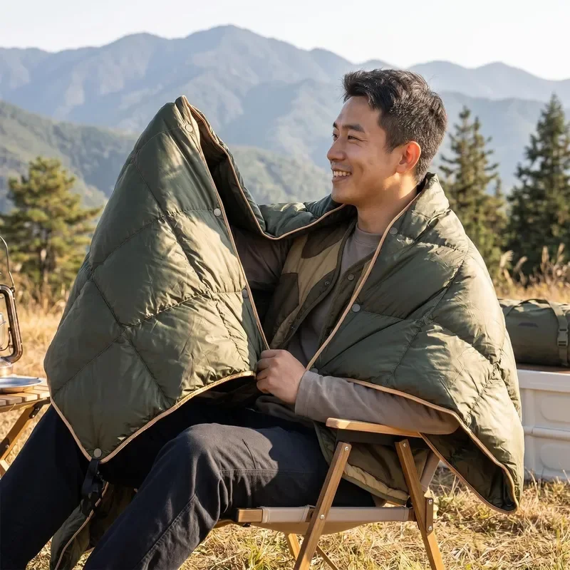 For Outdoor Camping Airplane Car Office Portable Down Blanket Multifunctional Shawl Quilt Nap Travel Warm Soft Lightweight