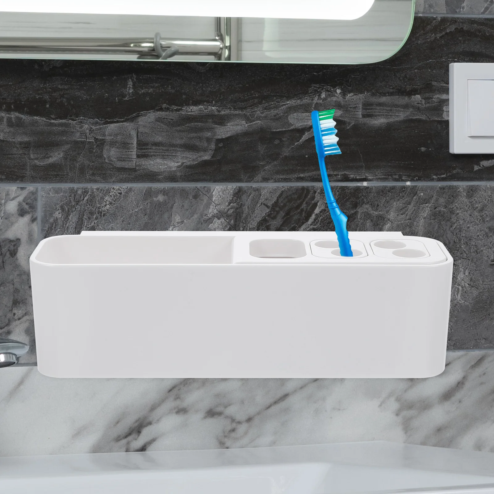 

Mount Electric Holder Organizer Bathroom Kitchen Drain Holes Strong Adhesive ABS Material Storage Box Tidy Countertop Solution