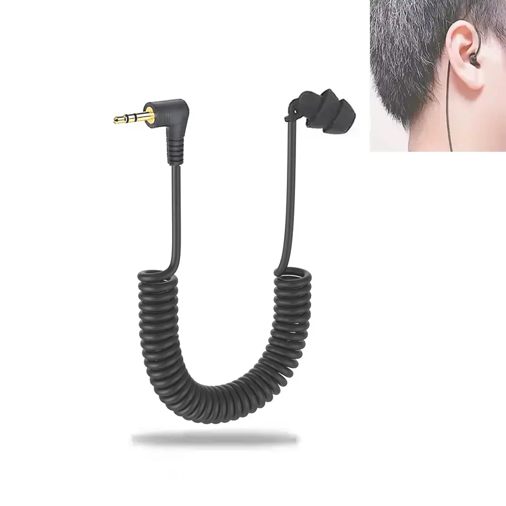 Auricolare singolo lato da 3,5 mm, auricolari mono cablati in silicone Cavo a spirale retrattile a molla per lettori MP3 del telefono Walkie Talkie