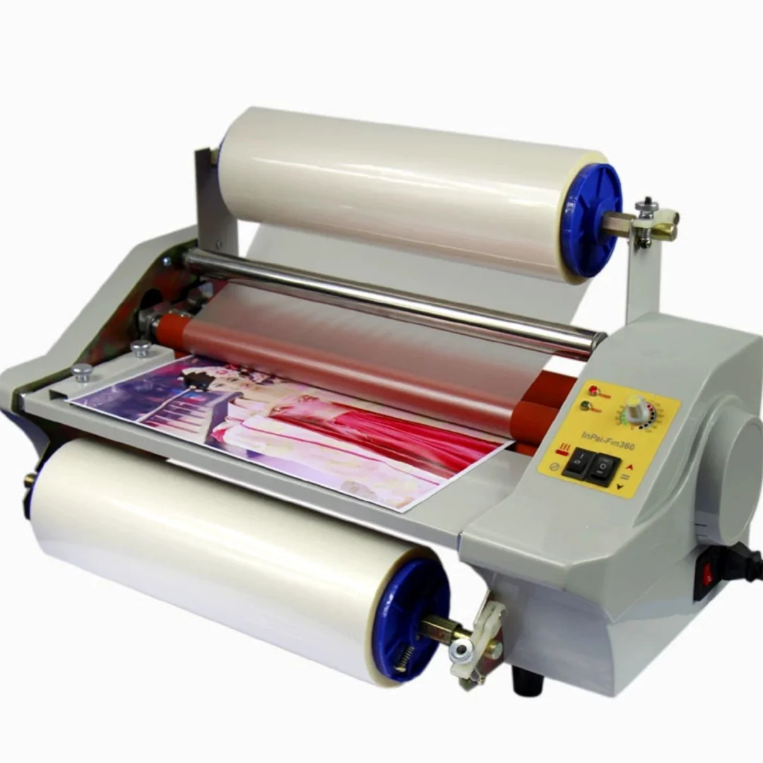 Four Rollers Worker Card Office File Laminator FM360 110v/220v Laminating A3 Paper Laminating Machine Cold Roll Laminator