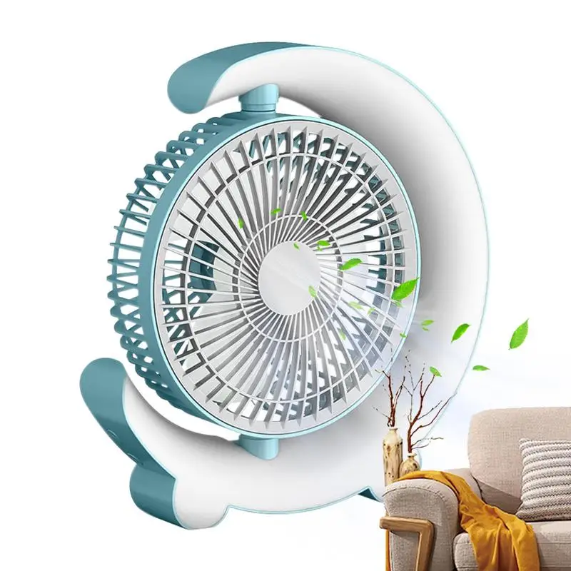 Table Fan For Bedroom Portable Desk Fan With 3 Speeds Strong Airflow 360 Degree Rotatable USB Powered Table Fan With RGB Light