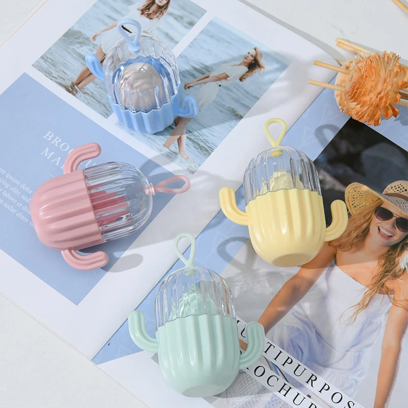 Nuevo juego de caja de almacenamiento de huevos de maquillaje de Cactus, esponja para polvos fácil de llevar, almacenamiento de huevos, suministros de maquillaje, esponja de maquillaje