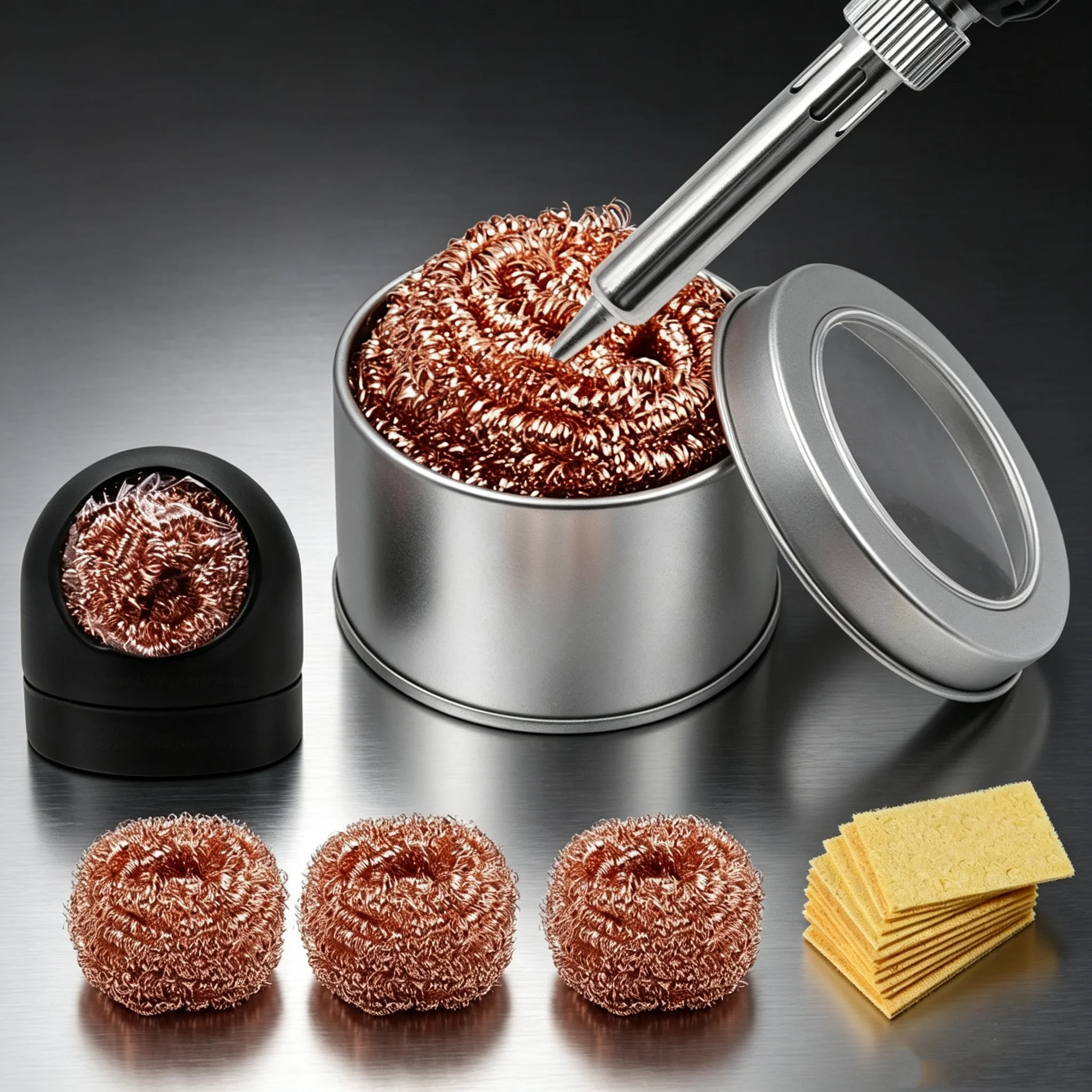 Cleaning Ball Desoldering Soldering Iron Mesh Filter Cleaning Nozzle Tip Copper Wire Cleaner Ball Metal Dross Box Clean Ball