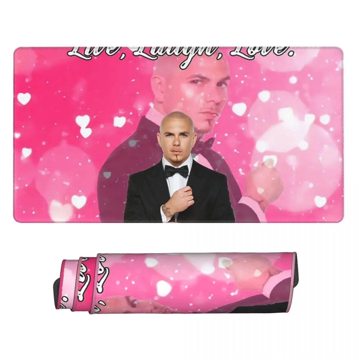 

Large Mouse Pad Mr. Worldwide Says To Live Laugh Love Pink Gamer PC Laptop Mats Keyboard Accessories Desk Mat