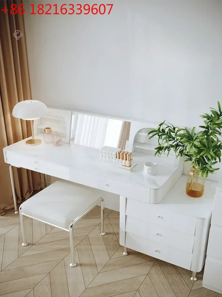 

Интегрированная спальня, современный минималистский высококачественный белый столик с зеркалом для макияжа