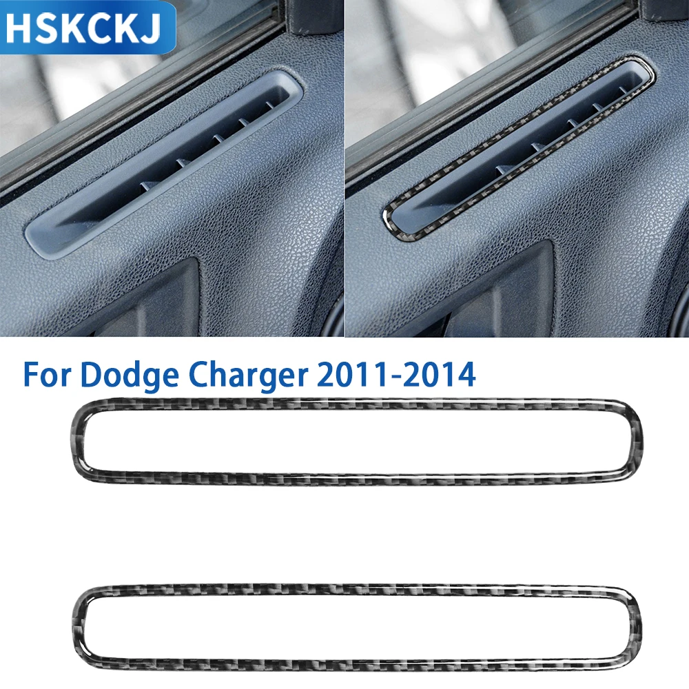 For Dodge Charger 2011 2012 2013 2014 Accessories Carbon Fiber Interior Door Window Defogging Vents Cover Trim Sticker