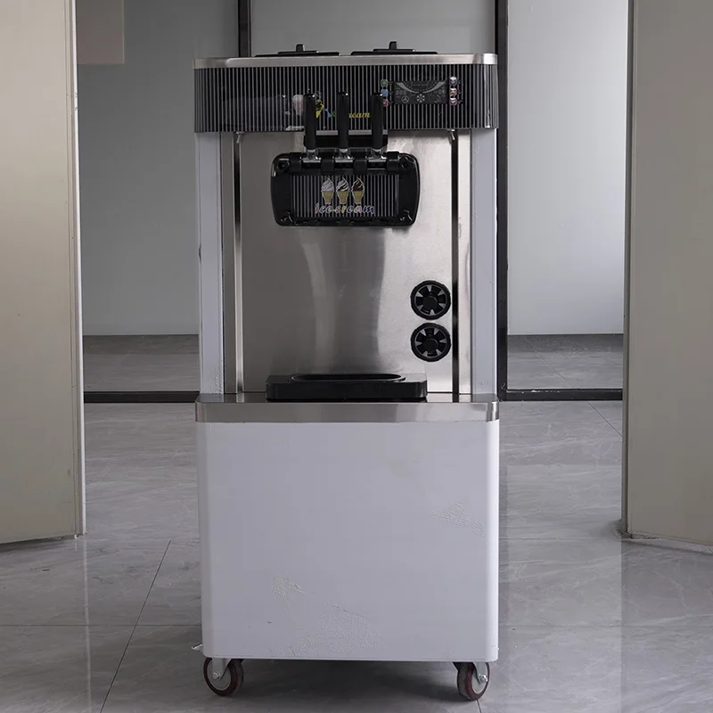 Commercial 3‑Nozzle 3‑Flavor Soft Serve Ice Cream Machine Soft Ice Cream Maker With  Yogurt Mode for Snack Bar Cafe